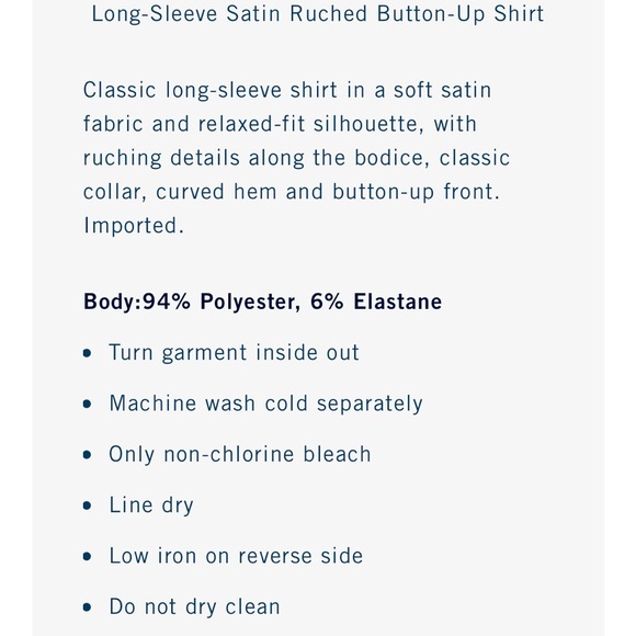 Abercrombie & Fitch Long-Sleeve Satin Ruched Button-Up Shirt. Cream color. XL. - Picture 5 of 5